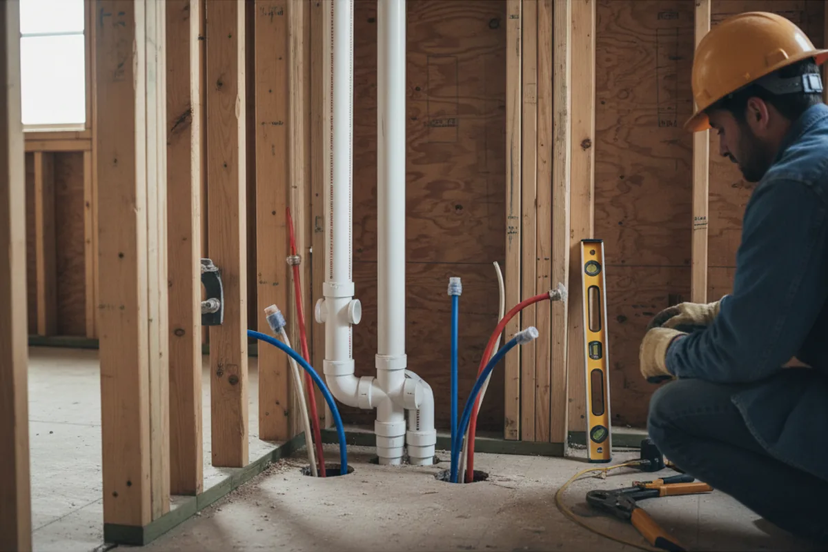 Drain and supply rough-in during Leak Detection in Chestnut Hill